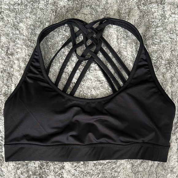 Other - Cascade Blue Black Strappy Sports Bra